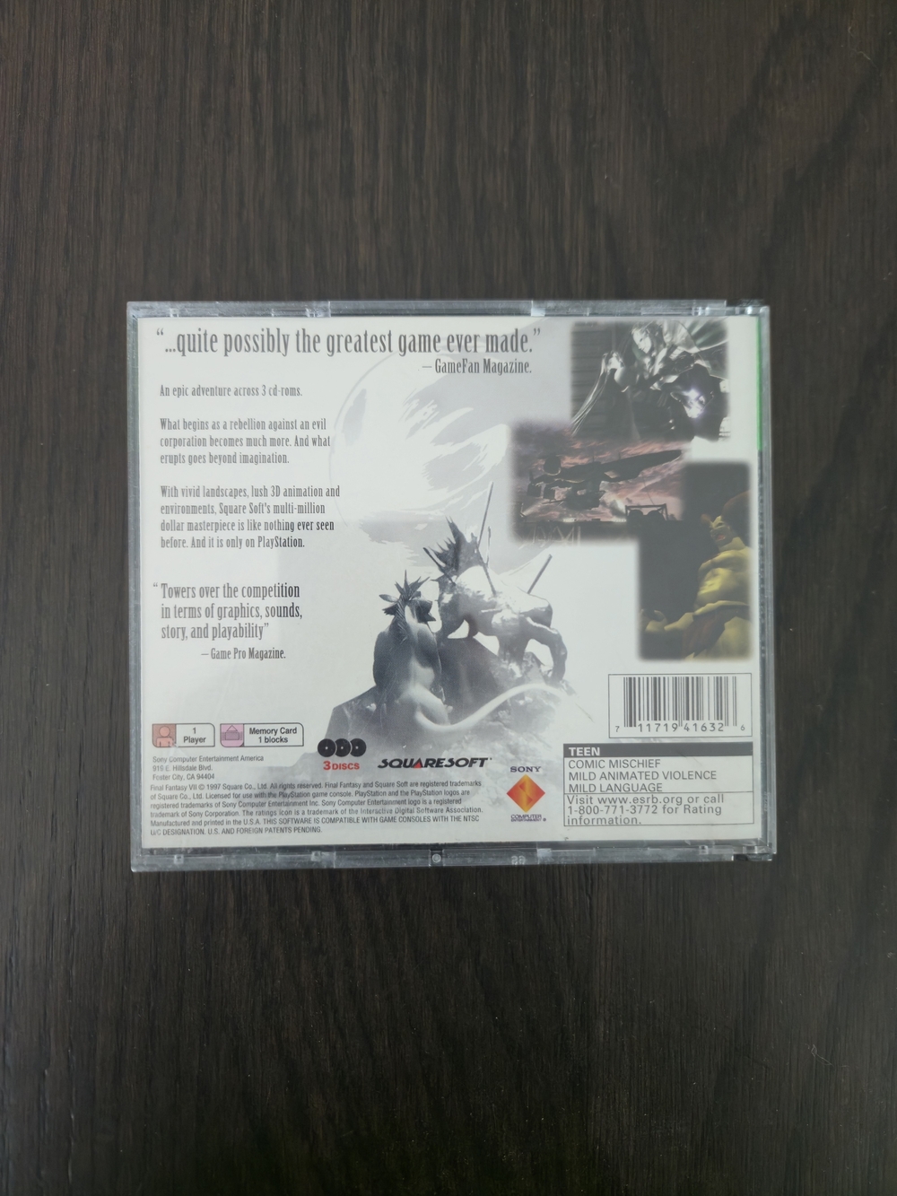Final Fantasy VII 3-Disc PS1 Playstation 1 Greatest Hits Video Game - Picture 2 of 4